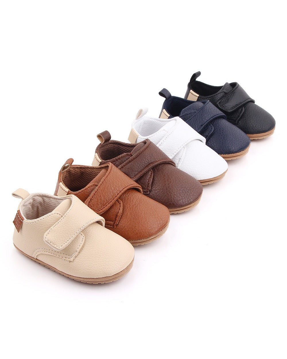Leren babyloafers met klittenbandsluiting in zes kleuren Afbeelding