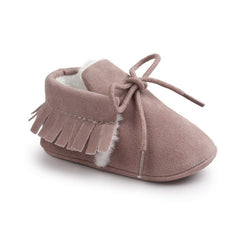 Mocassin voor babymeisje met wintersuède-effect, Grijze