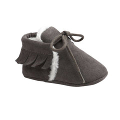 Mocassin voor babymeisje met wintersuède-effect, Zwart