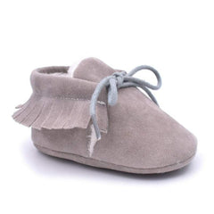 Mocassin voor babymeisje met wintersuède-effect, Paarse