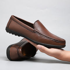 Ademende loafers in kunstleer voor heren, Bruin