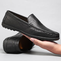 Ademende loafers in kunstleer voor heren, Zwart