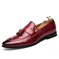 Loafers met kwastjes en krokodillenleer effect, Rood