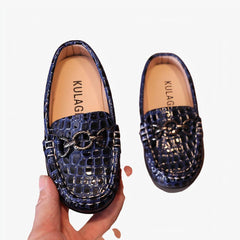 Loafers met krokodillenprint voor babymeisjes, Blauw