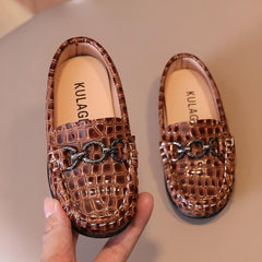 Loafers met krokodillenprint voor babymeisjes, Bruin