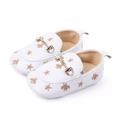 Mocassins met sterrenmotief voor babymeisje, Wit