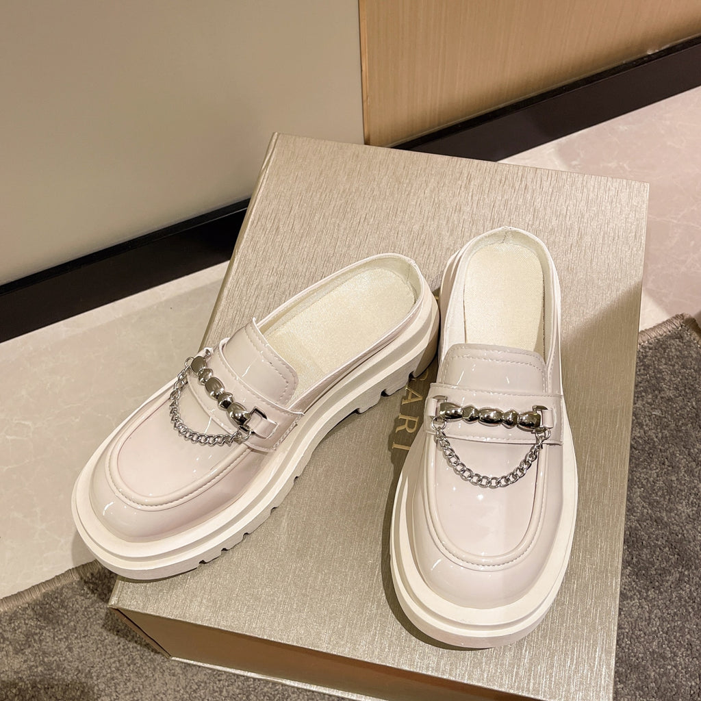 Platformloafers met zilveren kettinkjes voor dames