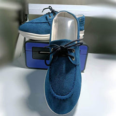 Plateauloafers met veters voor dames, Blauw