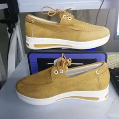Plateauloafers met veters voor dames, Geel