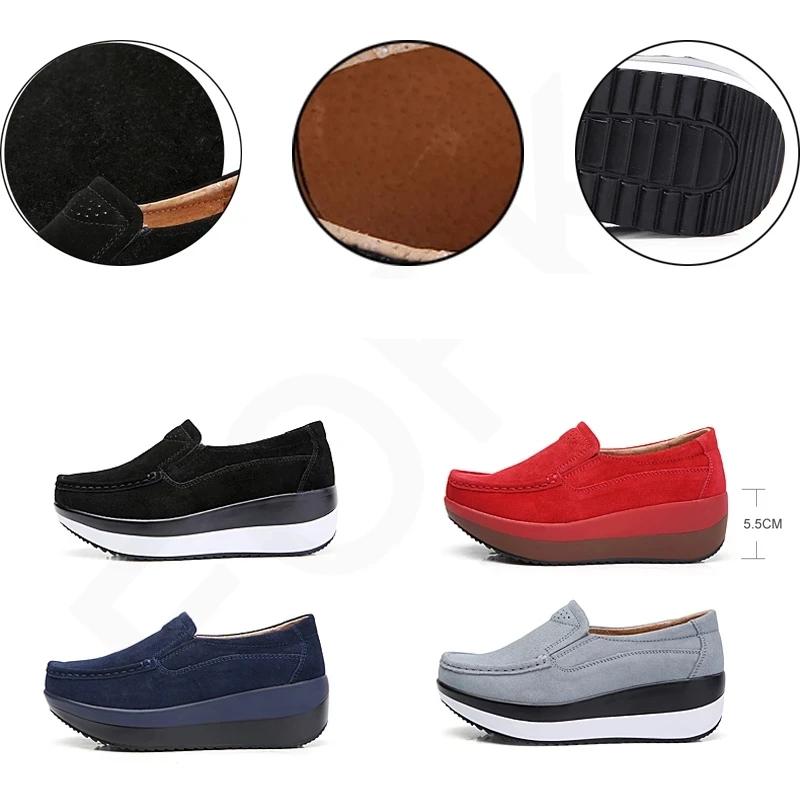 Dames loafers met sleehak in suède