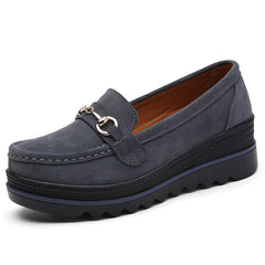 Loafers met plateauzool en decoratieve metalen details voor dames, Grijze