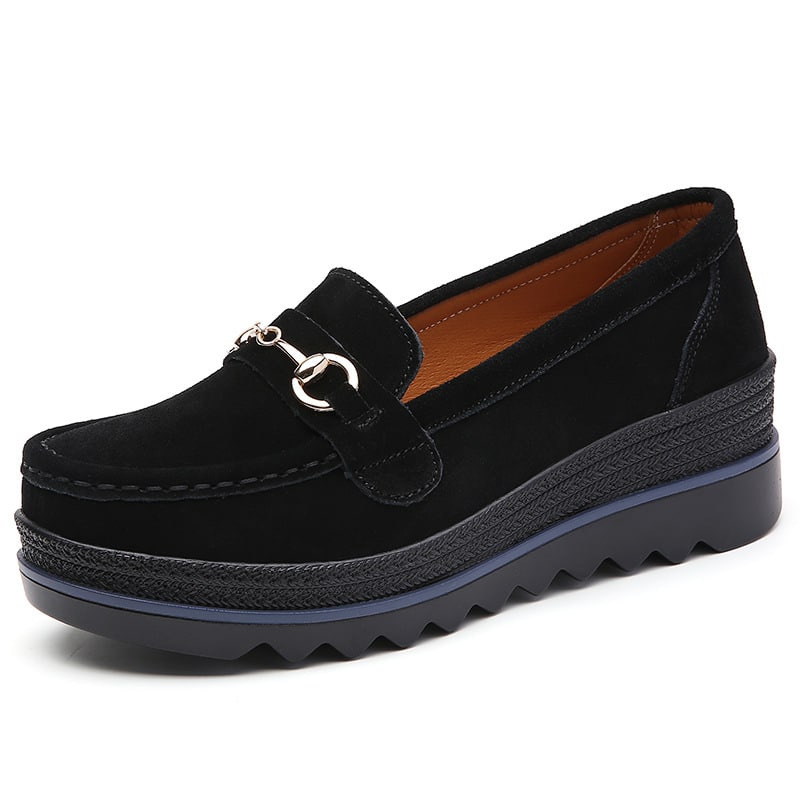 Loafers met plateauzool en decoratieve metalen details voor dames