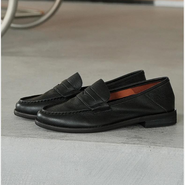 Dames loafers met blokhak in zacht leer