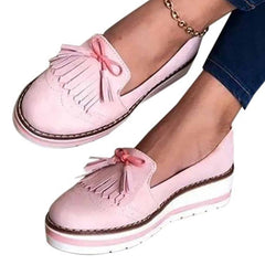 Loafers met sleehak en franjes voor dames, Roos