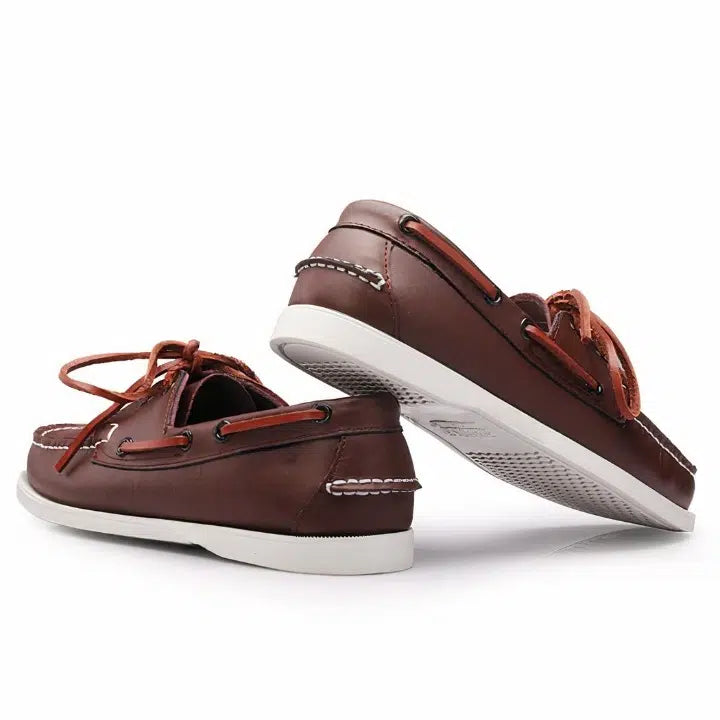 Leren bootmocassins met veters voor heren