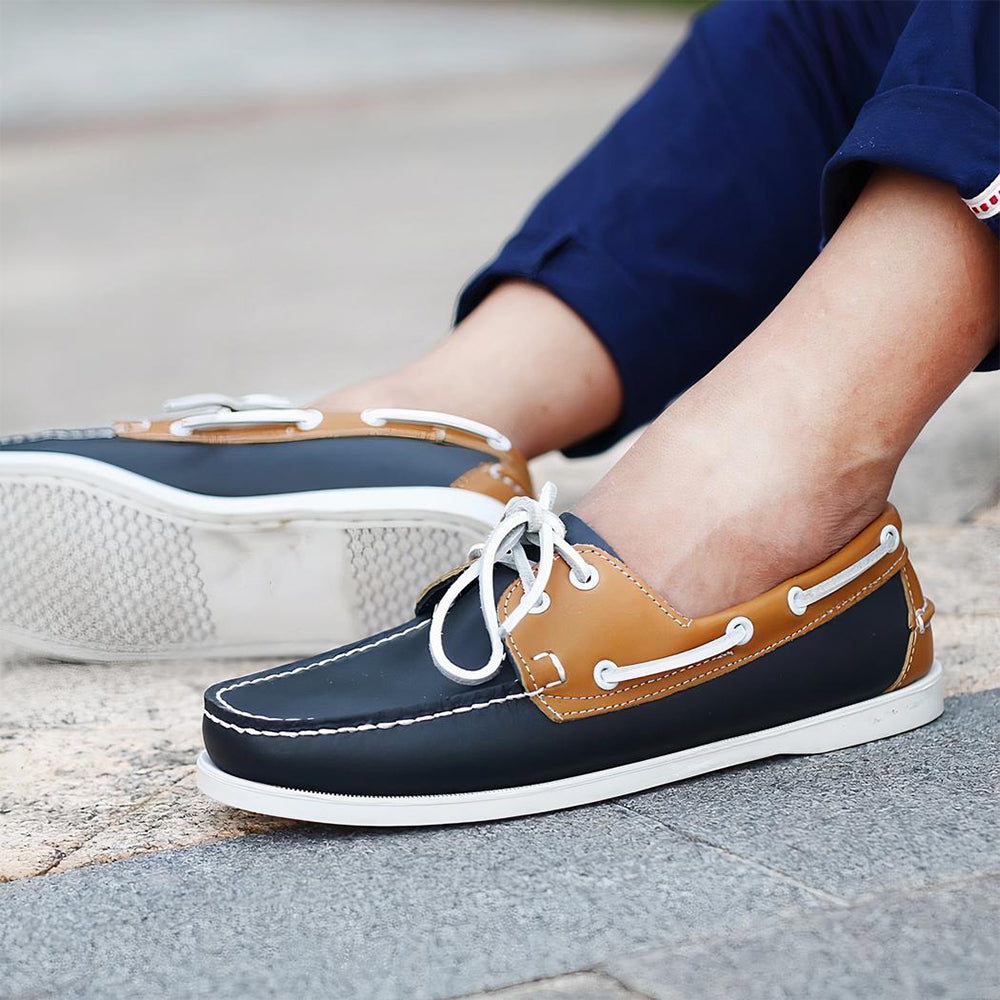 Leren bootschoenen met veters voor heren