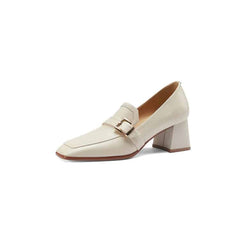Vierkante loafers van echt leer voor dames, Wit