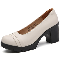 Zomermocassins met hak voor dames, Beige