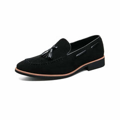 Casual loafers in echt suède met kwastjes voor heren, Zwart