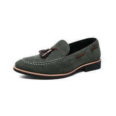 Casual loafers in echt suède met kwastjes voor heren, Groen