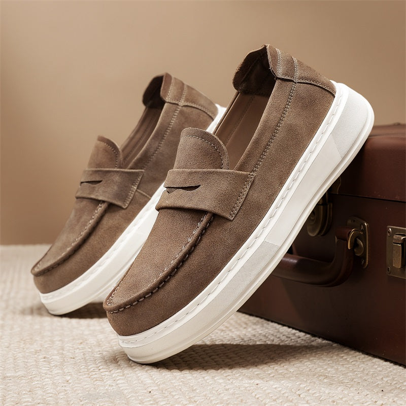 Camel mocassin met bandje, bovenaanzicht