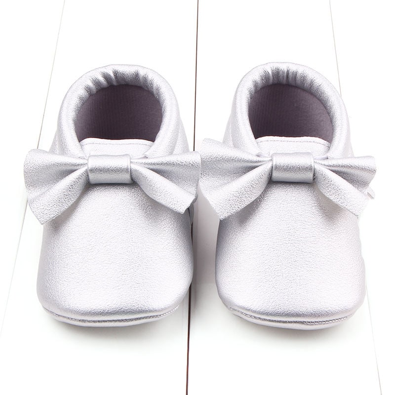 Leren loafers met grote strik voor babymeisjes