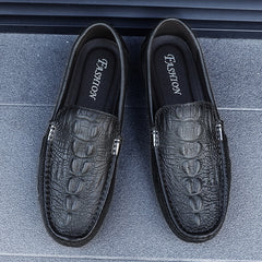 Loafers van kunstleer met krokodillenpatroon, Grijze
