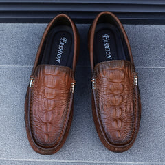 Loafers van kunstleer met krokodillenpatroon, Bruin