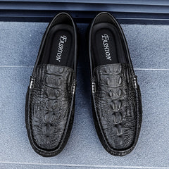 Loafers van kunstleer met krokodillenpatroon, Zwart