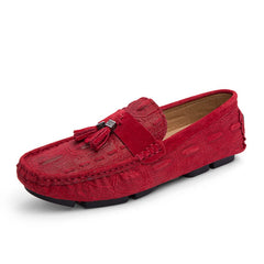 Heren suède loafers met kwastje, Rood