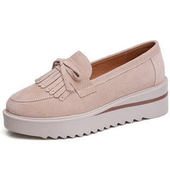 Suède loafers met plateauzool, Beige