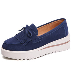 Suède loafers met plateauzool, Blauw