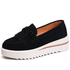 Suède loafers met plateauzool, Zwart
