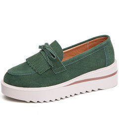 Suède loafers met plateauzool, Groen