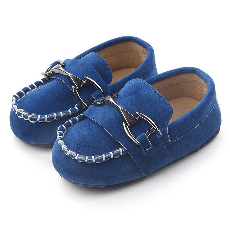 Mocassins in suède-effect met zilveren bit voor babyjongen