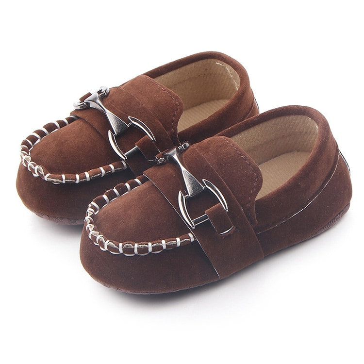 Mocassins in suède-effect met zilveren bit voor babyjongen