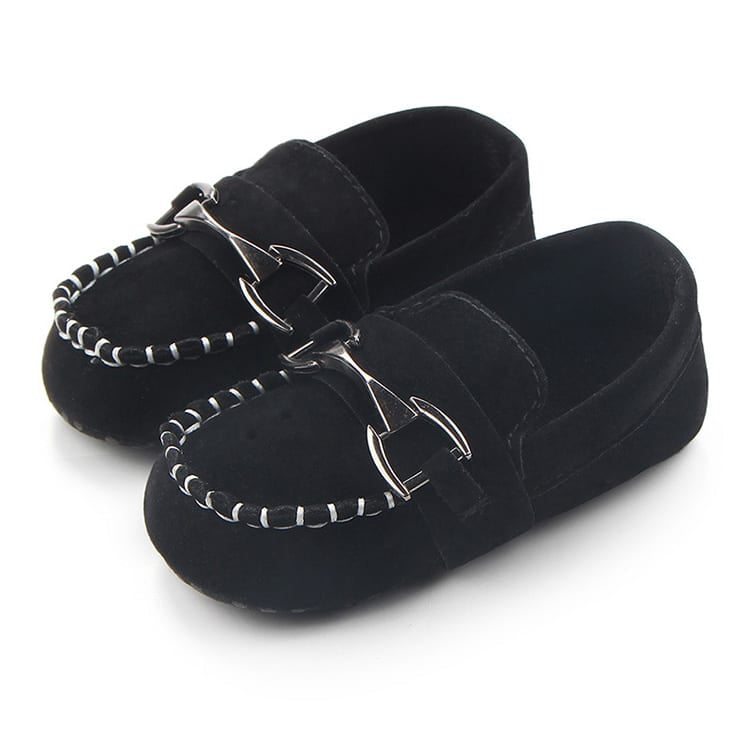 Mocassins in suède-effect met zilveren bit voor babyjongen