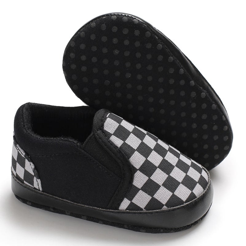 Mocassins in geruite canvas voor babyjongens