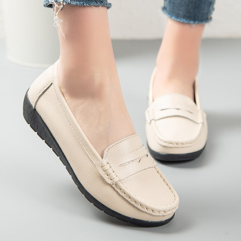 Instap loafers van leer voor dames