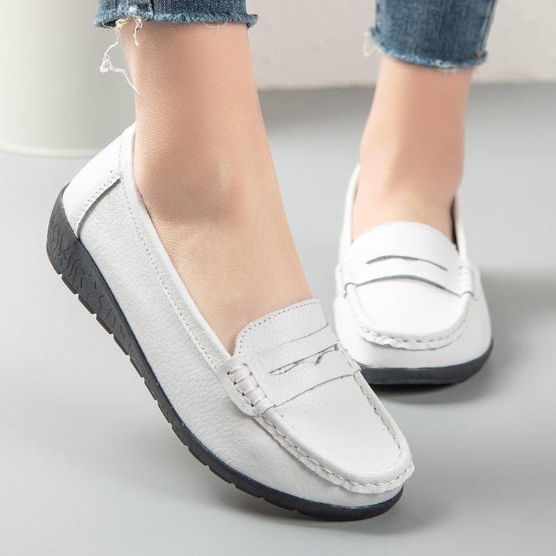Instap loafers van leer voor dames