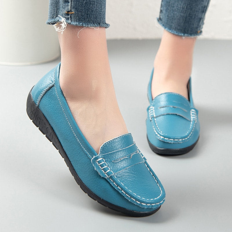 Instap loafers van leer voor dames