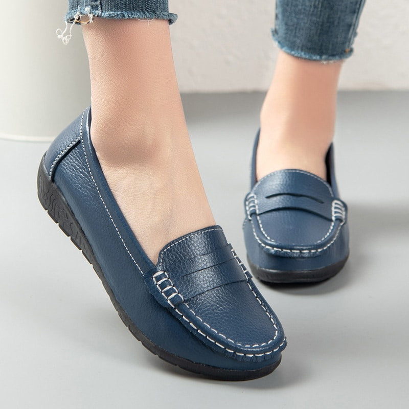 Instap loafers van leer voor dames