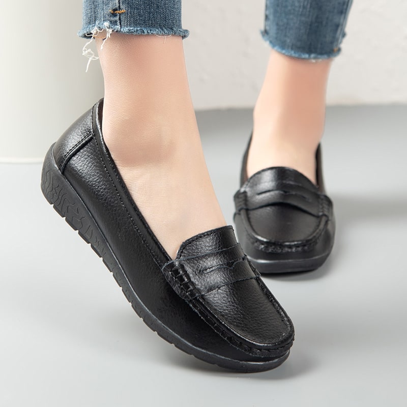Instap loafers van leer voor dames