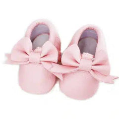 Loafers met vlinderstrikje voor pasgeborenen, Roos