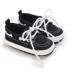 Bootschoenen-stijl loafers met veters voor babyjongens, Zwart