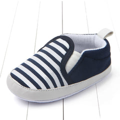 Eerste stapjes loafers in katoen met streepjespatroon, Blauw