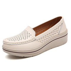 Zachte ademende loafers voor dames, Beige