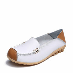 Soepele tweekleurige loafers met leereffect, Wit