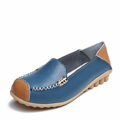 Soepele tweekleurige loafers met leereffect, Blauw