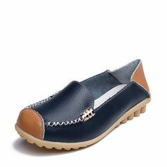Soepele tweekleurige loafers met leereffect, Marineblauw